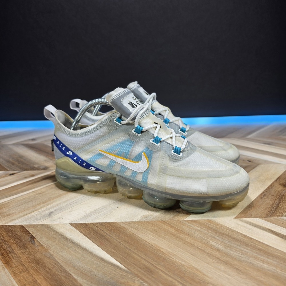 Nike Air VaporMax 2019 Men's 9 White Gold Wolf Grey CI1240-102 Running Shoes